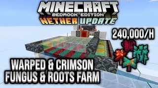 240,000/h Warped & Crimson Fungus Farm Minecraft Bedrock Tutorial 1.17 Caves & Cliffs