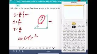 ALEKS: Using a trigonometric ratio to find a side length in a right triangle