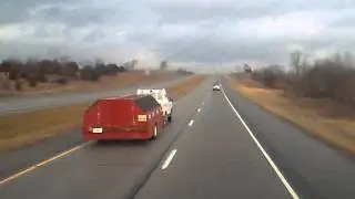 Improperly loaded truck fishtails
