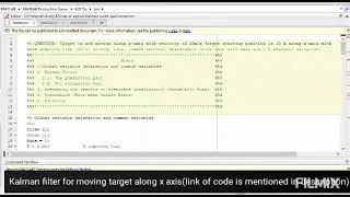 Kalman Filter for moving Target (MATLAB code)