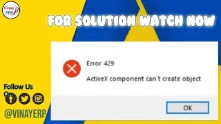 Error 429 Active x component can't create object. How to Resolve This Error Watch Now. 