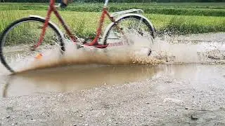Huawei p30pro slow motion after rain with bike