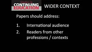 Advice from Studies in Continuing Education journal editors