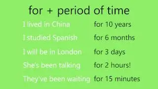 Learning English: for + period of time