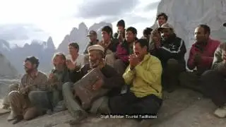 Foreigner Enjoying Balti Music during k2 base camp trek ○ k2 Pakistan ○ Trek to k2