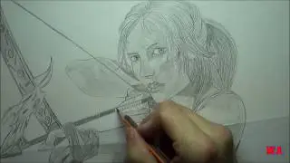 Лара Крофт. Рисунок карандашом. Lara Croft. Pencil drawing.