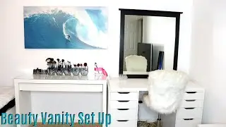 Updated Ikea Beauty Vanity Set Up | Malm Dressing Table + Linnmon Table Top with Alex Drawers