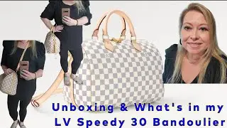 LOUIS VUITTON UNBOXING OF SPEEDY 30 BANDOULIER & WHAT FITS IN MY BAG & MOD SHOTS!! MY FIRST SPEEDY!!