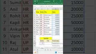 sumifs function in Excel 
