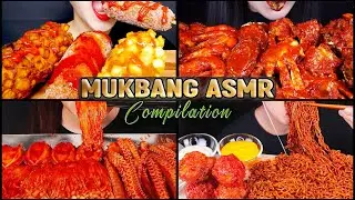 Mukbang ASMR Compilation Eating Nuclear Fire Spicy Golden Enoki Mushrooms | Spicy Octopus Yosii ASMR