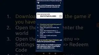 genshin impact 50 primogems redeem code