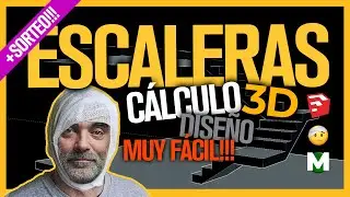 🤕 ESCALERA Como diseñar,  dibujar en sketchup 3D y calcular (diseño dibujo y cálculo muy facil)