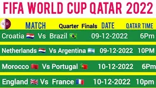 FIFA WORLD CUP 2022 QUARTER FINALS SCHEDULE & FIXTURES