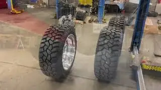 Lifted Ford Excursion gets new Wheels and Tires and more.  JTX forged wheels and custom driveshafts