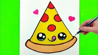 Sevimli Pizza Dilimi Çizimi, Kolay Çizimler, Sevimli Resim Çizimleri, Güzel Resimler, Pizza Çizimi