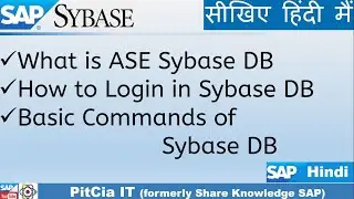 SAP ASE Sybase Database | SAP Sybase को सीखिए आसान स्टेप्स से | Sap in Hindi | SE01| PitCia IT SAP