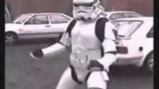 Storm trooper pelvic thrusts while I play unfitting music