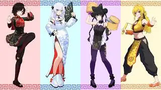 【イラストメイキング】Team RWBY チャイナドレスVer.【描いてみた】２画面