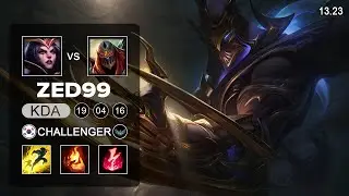 ZED99 Zed vs LeBlanc Mid - KR Challenger - Patch 13.23 Season 13