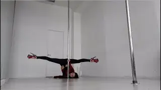 Pole dance improvisation with a shoulder stand (Music: Alex Vargas - More)