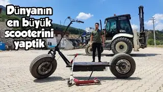 DÜNYANIN EN BÜYÜK EL YAPIMI SCOOTER YAPIMI - ARABA TEKERLEĞİ İLE ELEKTRİKLİ SCOOTER