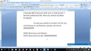 Authority letter to collect Bank Passbook