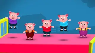 Five Little Piggies Jumping on the Bed Nursery Rhyme - Cartoon Animation Rhymes Songs for Children