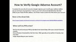AdSense Address (PIN) verification