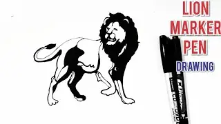 Lion Drawing /How To Draw Lion Marker Pen Step By Step  Drawing Tutorial