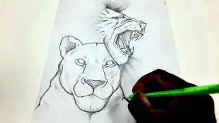 how to draw a lion pencil drawing/ lion female art