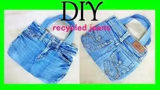 DIY Jeans remake BAG recycled denim old jeans into a bag. recycle / reuse old jeans sewing tutorial