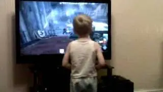 my  3 year old son playing Call Of Duty Zombies