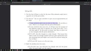 Law of Sines: Example 3, One Oblique Triangle