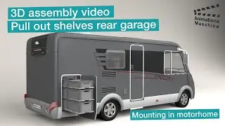3D assembly video of pull-out shelves in a mobile home