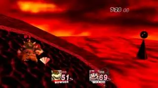 [SSBB hack] - SM64 Bowser Battle #2 (Platform tilting + burning lava)