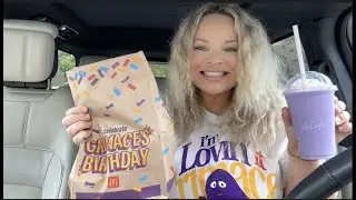 Trying McDonald's NEW Grimace Birthday Meal + Shake!