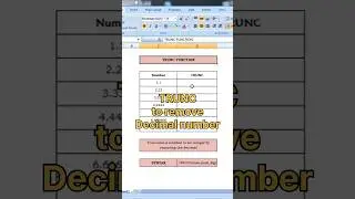To remove Decimal Number in excel #shorts #truncate