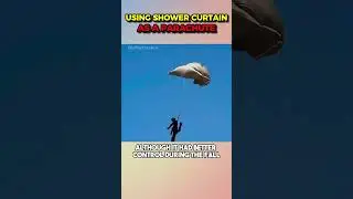 Can You Land Safely If You Jump From A Building Using A Shower Curtain As A Parachute? #shorts