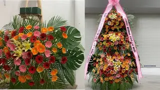 How to arrange a 3-tier Korean flower shelf, how to arrange flower baskets