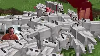 Warden vs 100 Wolves in Minecraft