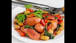 Сосиски с фасолью и сладким перцем/Отличный сытный завтрак