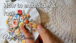 How to embroider a rose🌹 Cast-on stitch 🪡 2 needles,  2 strand floss