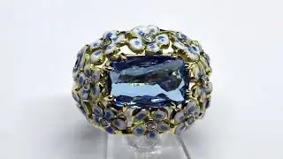 Handmade Prose Pembuatan Cincin Emas 18kt Dengan Permata Aquamarine dan Berlian