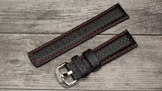 Ремешок HIRSCH Carbon чёрный с красным швом от Ремешоп