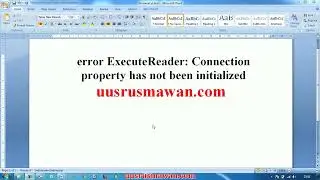 error ExecuteReader Connection property has not been initialized