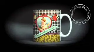PERSONALISED PHOTO MUG RETRO GINGHAM BLK