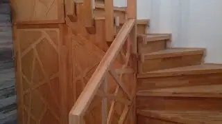 A beautiful beech staircase on concrete. How to install wooden steps on a concrete staircase.