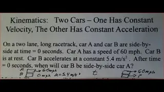 Kinematics-Two Cars Side By Side-One Has Constant Speed-One Accelerates