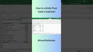 Unhide Pivot Table's Field List in Pivot Table  #excel #technology #msexcel #formula #pivot_table