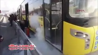İETT otobüsünde panik anları  Otobüsü Bir anda duman kapladı